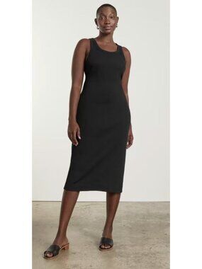 EVERLANE The Ribbed Tank Midi Dress in Black Small Minimalist Stretch Office 90s